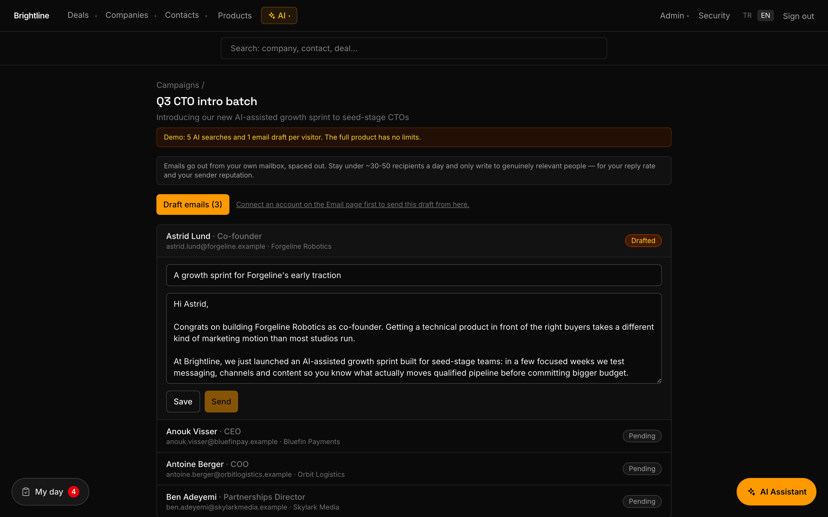 AI campaign drafting a personalized email for each recipient